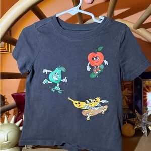 Old Navy Black Kids' Tee with Skateboarding Fruit Graphics